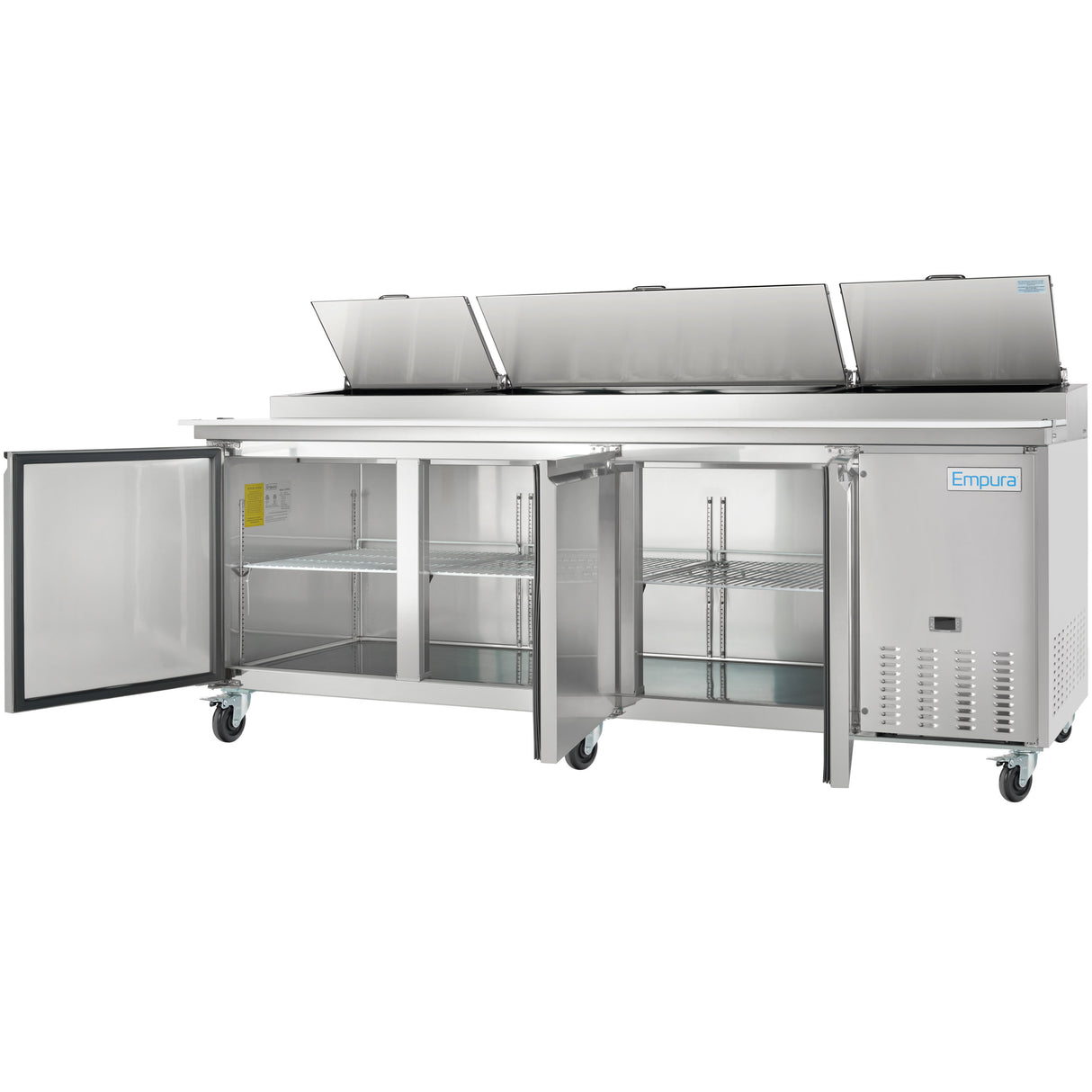 Empura Refrigeration E-KPP93 Pizza Prep Table 94.2"W X 32.3"D X 41.3"H 22 Cu. Ft. Capacity