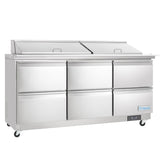 Empura Refrigeration E-KSP72M-D6 Refrigerated Sandwich/Salad Mega Top Prep Table With Drawers