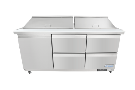 Empura Refrigeration E-KSP72M-D4 Refrigerated Sandwich/Salad Mega Top Prep Table With Drawers