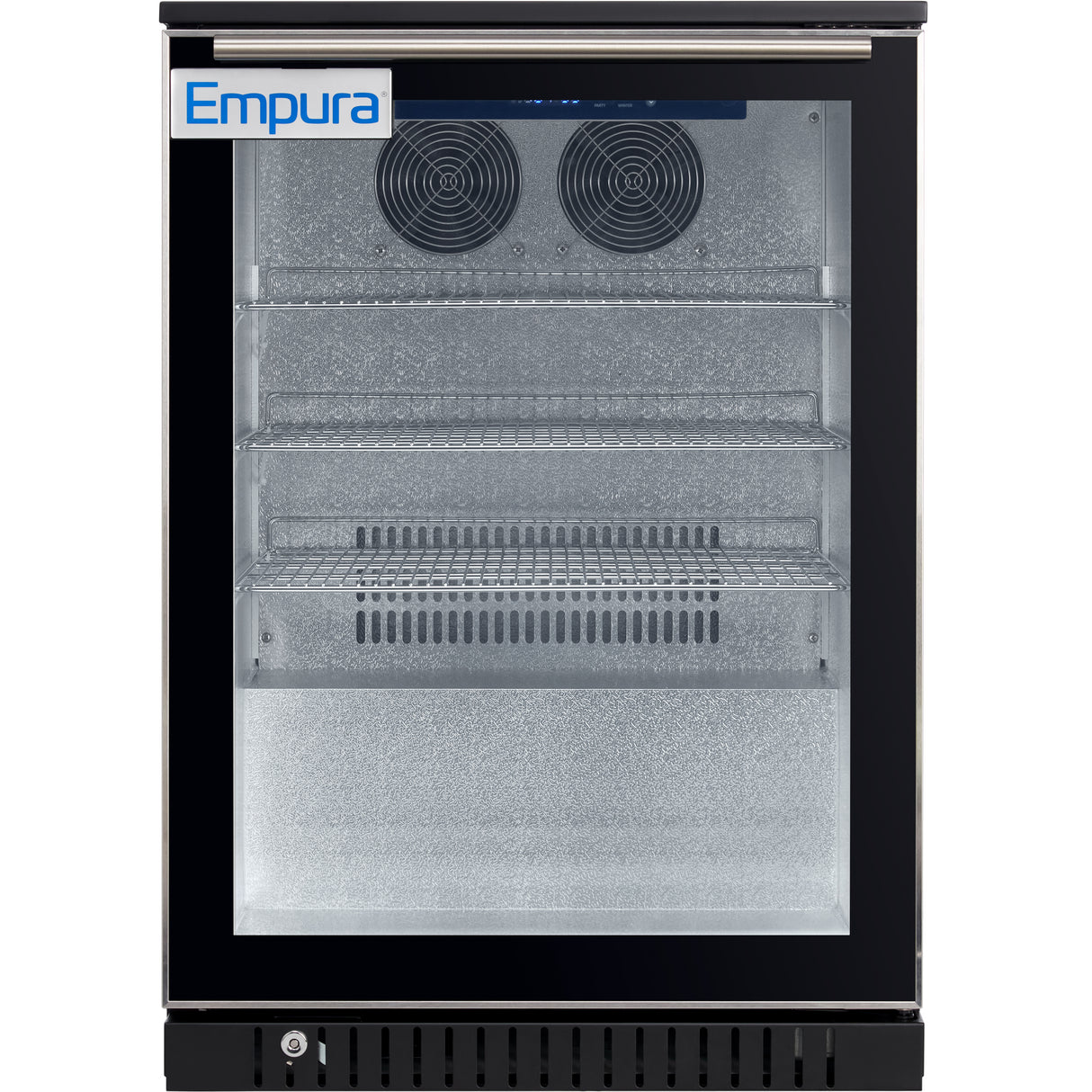 Empura 24" Black Swing Glass Door Undercounter Merchandiser Refrigerator with ClearKeeper™ Glass, 5.5 Cu. Ft., LED Lighting, Locking Glass Door