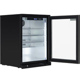 Empura 24" Black Swing Glass Door Undercounter Merchandiser Refrigerator with ClearKeeper™ Glass, 5.5 Cu. Ft., LED Lighting, Locking Glass Door