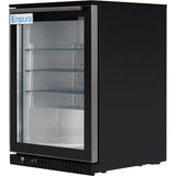 Empura 24" Black Swing Glass Door Undercounter Merchandiser Refrigerator with ClearKeeper™ Glass, 5.5 Cu. Ft., LED Lighting, Locking Glass Door