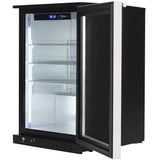 Empura 24" Black Swing Glass Door Undercounter Merchandiser Refrigerator with ClearKeeper™ Glass, 5.5 Cu. Ft., LED Lighting, Locking Glass Door