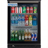 Empura 24" Black Swing Glass Door Undercounter Merchandiser Refrigerator with ClearKeeper™ Glass, 5.5 Cu. Ft., LED Lighting, Locking Glass Door