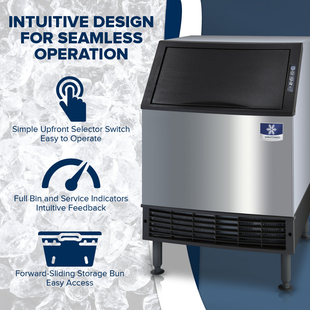 Ice machine with features highlighted on a textured background