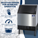 Ice machine with features highlighted on a textured background