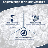Manitowoc UDF0140A Ice machine with text on fast cleaning, easy cleaning, and tool-free maintenance.