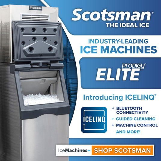 Scotsman Prodigy Elite Ice Machine with ICELINQ Bluetooth connectivity, guided cleaning, and machine control features available at IceMachinesPlus