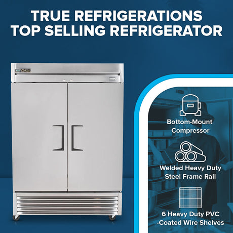 True Refrigeration T-49-HC Refrigerator Reach-in Two-section