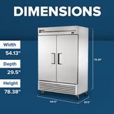 True Refrigeration T-49-HC Refrigerator Reach-in Two-section