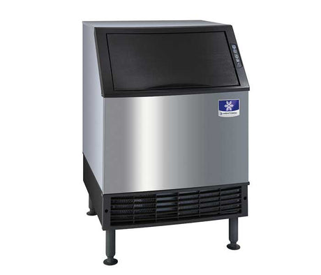 Manitowoc UDF0140A Ice machine with a black screen and visible brand logo on a white background