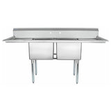 Empura Stainless ESD21818LR18 Sink, commercial double-basin with drainboards, standard duty