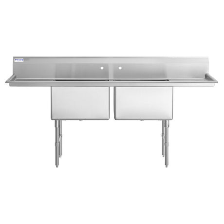 Stainless steel commercial double-basin sink EHD22424LR18 with heavy duty drainboards