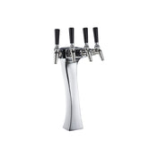 Chrome Panther Draft Beer Tower with four black handles for optimal beer dispensing