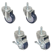 Set of four Hoshizaki HS-3586 swivel caster wheels with locking mechanisms and threaded stems
