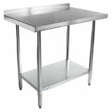 Stainless steel work table with backsplash and lower shelf from Empura Economy Work collection