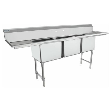 Stainless steel commercial sink with three compartments, Empura Stainless EHD31818LR18 model