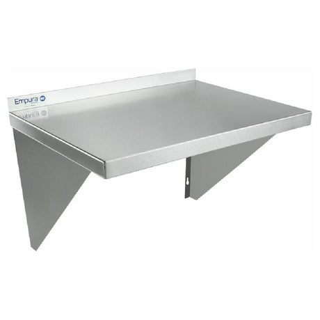 Stainless steel wall-mounted shelf with backsplash edge for Heavy Duty Empura Wall Mount