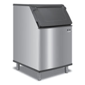 Stainless steel D570 ice bin with slanted top lid, ideal for commercial ice storage