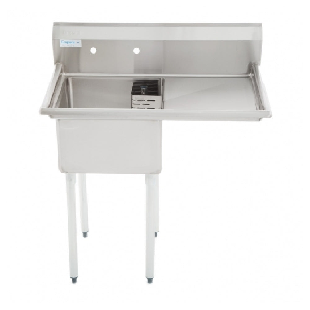 Commercial 304type stainless steel sink with one basin and right-side drainboard