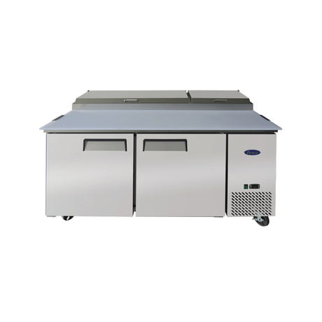 Atosa MPF8202GR Atosa Refrigerated Pizza Prep Table Two-section 67"W X 33-1/10"D X 44"H