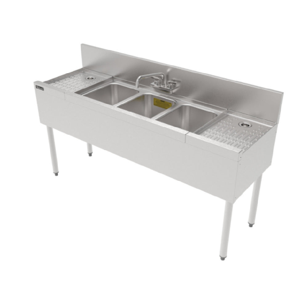 Perlick TS63C TS Series Underbar Sink Unit Three Compartment 72"W X 18-9/16"D