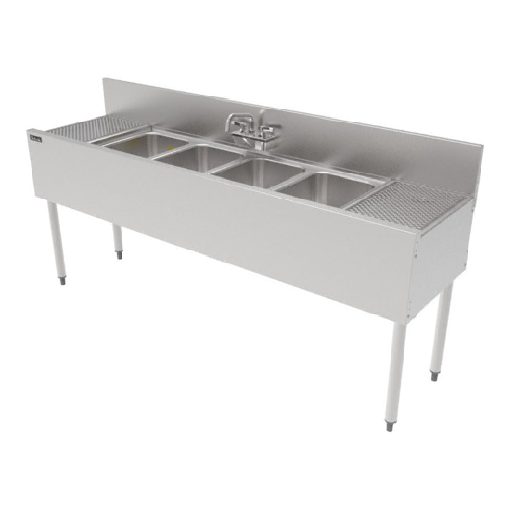 Perlick TS72M4-DB-STK - (Quick Ship) TS Series Underbar Multi-tank Sink Unit, Four 18 Gauge Stainless Steel Compartment