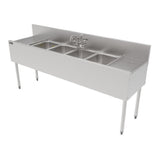 Perlick TS72M4-DB-STK - (Quick Ship) TS Series Underbar Multi-tank Sink Unit, Four 18 Gauge Stainless Steel Compartment