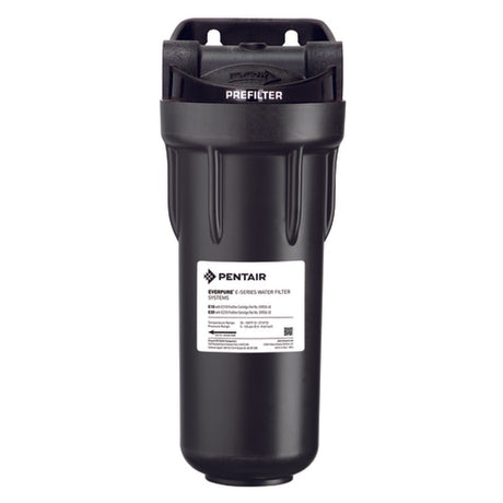 Black Pentair water pre-filter housing for Everpure EV979580 E-SERIES 10’’ Prefilter System