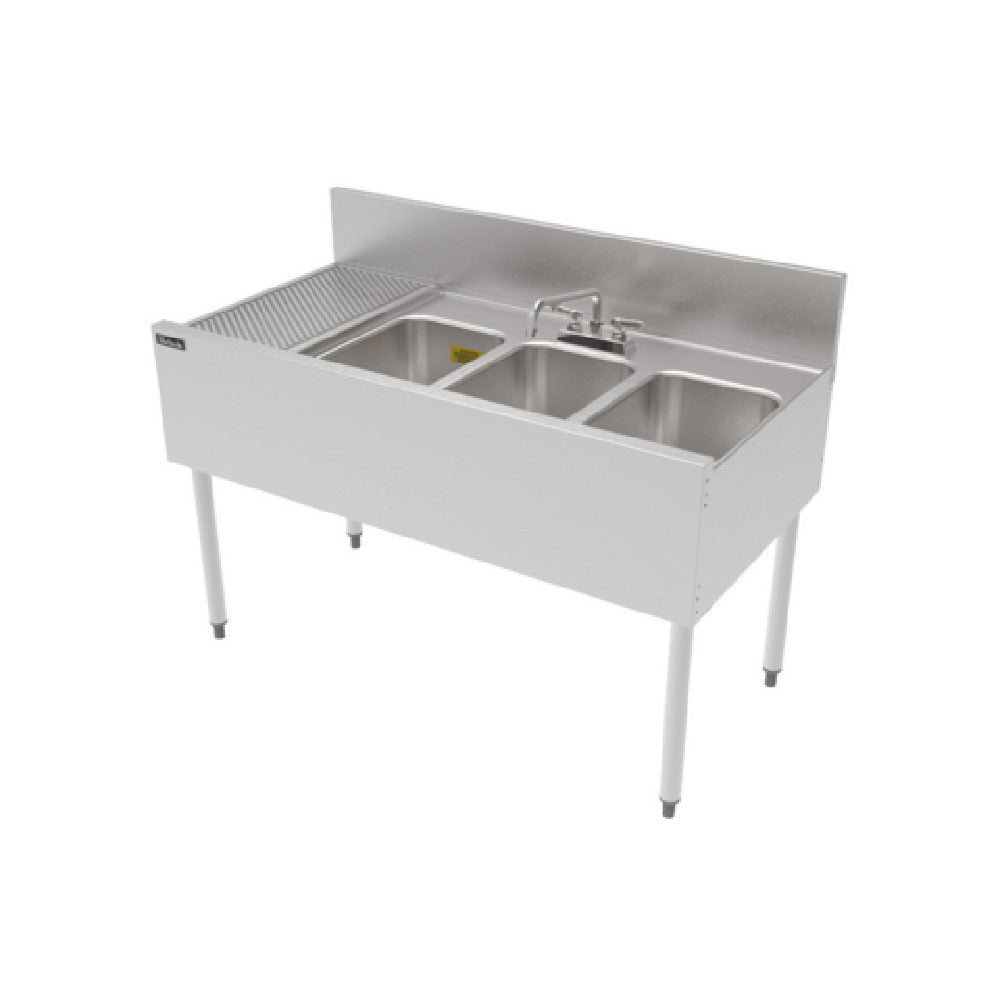 Perlick TSF48M3-DBL - TSF Series Underbar Multi-tank Sink Unit, Three 18 Gauge Stainless Steel Compartment