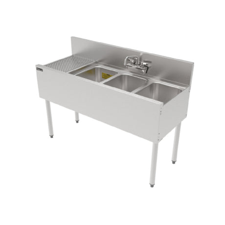Perlick TS48M3-DBL - TS Series Underbar Multi-tank Sink Unit, Three 18 Gauge Stainless Steel Compartment