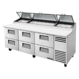 True Mfg. - General Foodservice TPP-AT2-93D-6-HC - Pizza Prep, 33 - 41°F Pan Rail