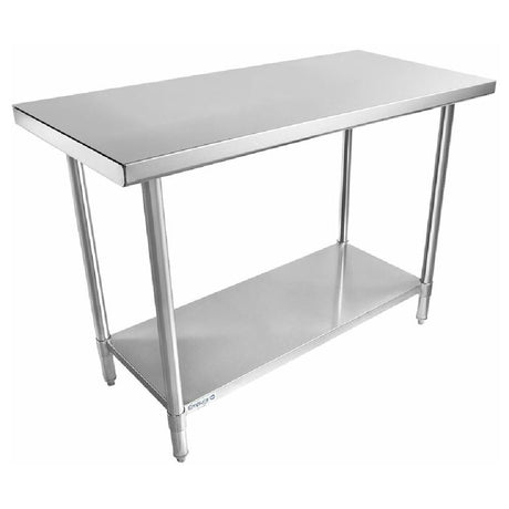 Stainless steel work table with undershelf and adjustable bullet feet for super duty work