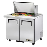 True Mfg. - General Foodservice TSSU-36-12M-B-HC - Mega Top Sandwich/Salad Unit, (12) 1/6 Size (4"D) Poly Pans
