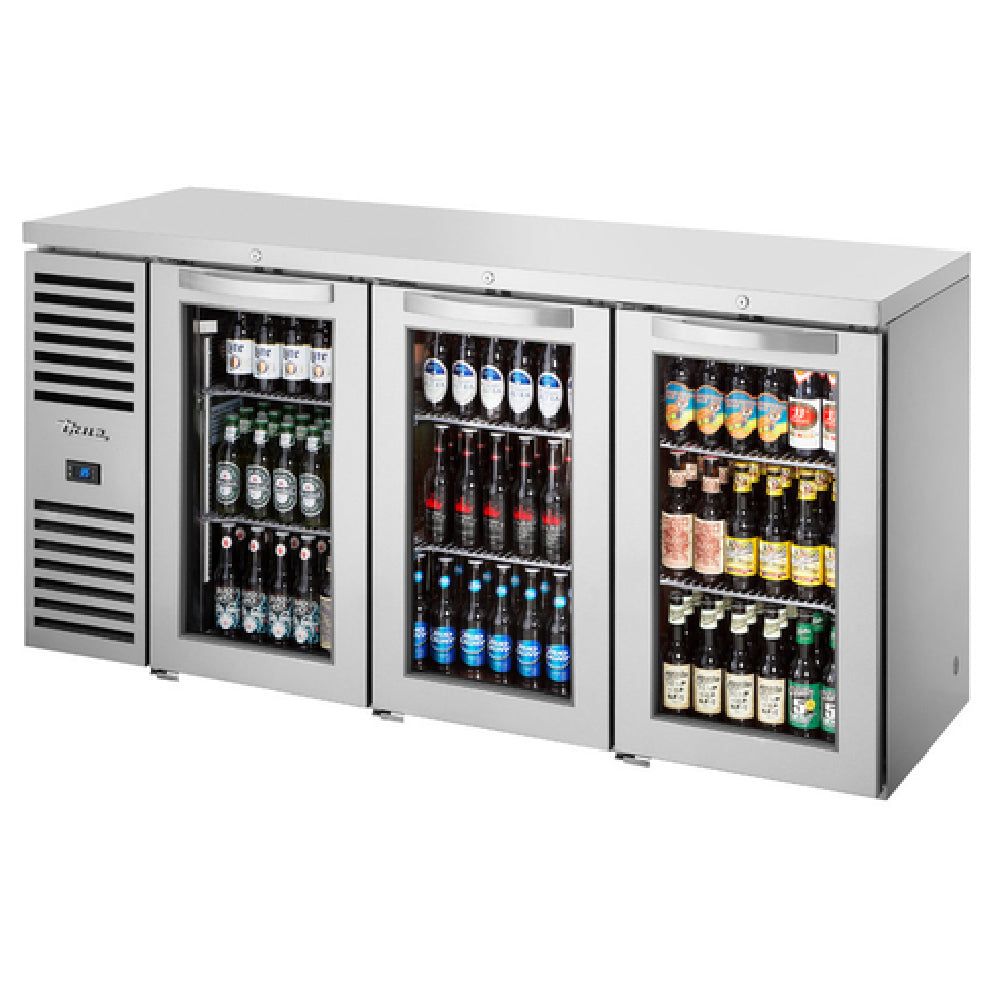 True Mfg. - Premier Bar TBR72-RISZ1-L-S-GGG-1 - Refrigerated Back Bar Cooler, Three-section