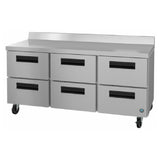 Hoshizaki WR72B-D6 - Steelheart Series Worktop Refrigerator, Three-section, 72"W