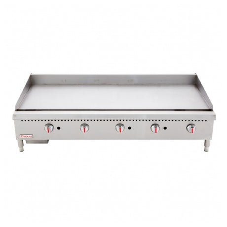 Commercial Stainless Steel Gas Powered Countertop Griddle with Five Control Knobs