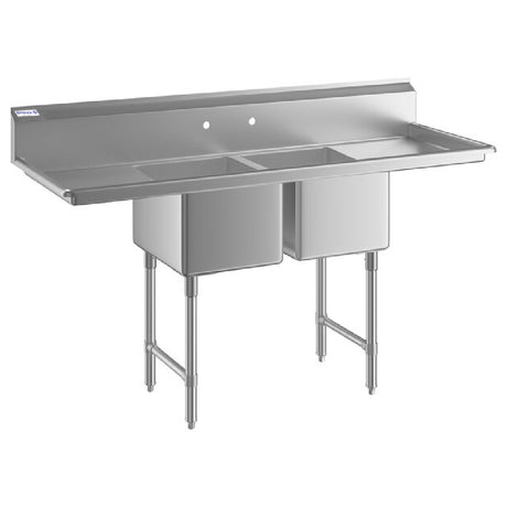 Empura Stainless EHD21818LR18 sink with two basins and drainboards, heavy-duty stainless steel