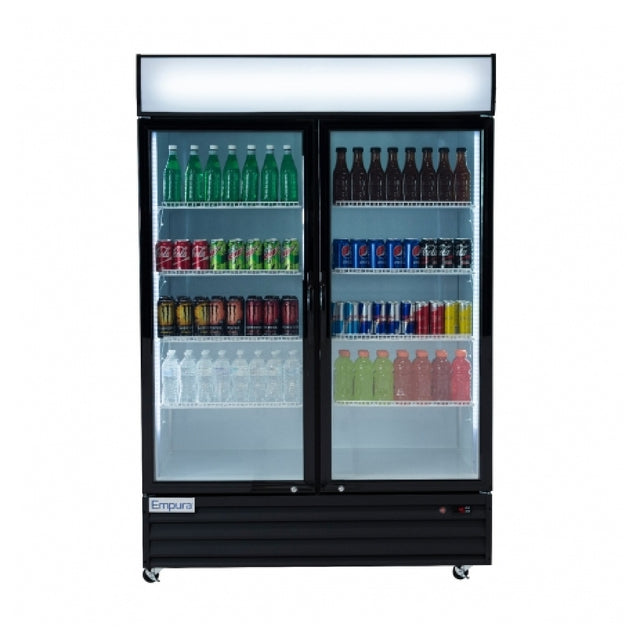 Empura Refrigeration EGM-50B Black Swing Glass Door Merchandiser Refrigerator With 2 Doors 52.4" W