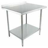 Stainless steel work table with backsplash and lower shelf from Empura Economy Work Table