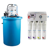 Water filtration system featuring BWS Reverse Osmosis with blue tank and multi-stage filter unit