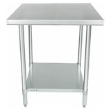 Stainless steel economy work table with undershelf and plastic adjustable bullet feet