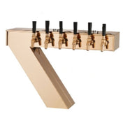Beer tap tower with six brass faucets on beige base for Perlick Seven Draft Beer Tower