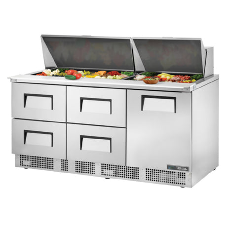 True Mfg. - General Foodservice TFP-72-30M-D-4-HC - Sandwich/Salad Unit, Three-section