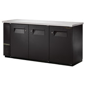 Black True Refrigeration TBB-24-72-HC back bar refrigerator with three solid doors