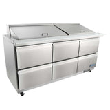 Empura E-KSP72M-D6 - Refrigerated Sandwich/Salad Mega Top Prep Table With Drawers