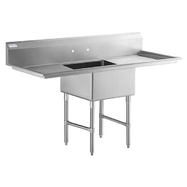 Empura Stainless EHD12424LR24 heavy duty sink with drainboards and supporting legs