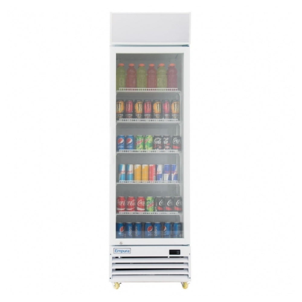 Empura Refrigeration EGM-13W Reach In Bottom-Mount Stainless Steel Refrigerator 81" W 1 Full-Height Glass Door 13 Cu Ft