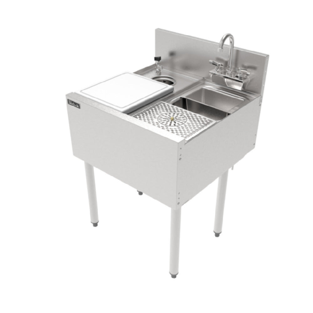Perlick TSF24PS-SBRT - TSF Series Underbar Prep Sink, 24" W X 24" D X 36" H, With Sink Bowl (9.75"W X 10.5" FTB X 6" D)