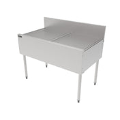 Stainless steel TSF Series Underbar Drainboard workstation with perforated top and legs